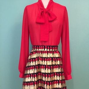 Retrolicious pussy bow top, M